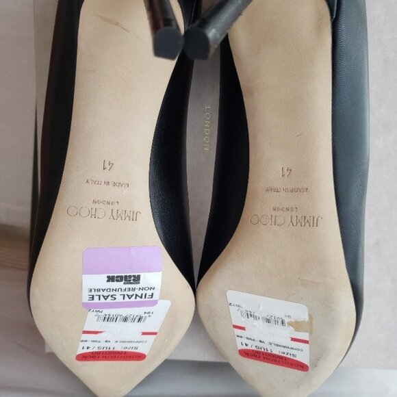 Jimmy Choo Romy 85 Black Kid Leather Pointy Toe Pumps - Picture 11 of 11